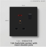 13A UK Switched Socket with Neon Double Pole